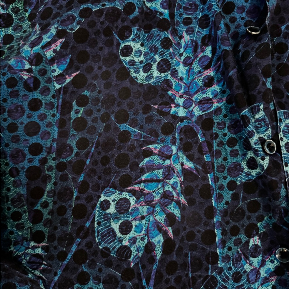 Robert Graham Navy & Teal Floral Dot Button-Down Shirt - Picture 5 of 6
